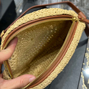 YSL 685601 Saint Laurent Sac Round Raffia Bag In Neutral - Default Title - View 7