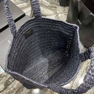 YSL 688864 Saint Laurent Rive Gauche Tote in Black Raffia - Default Title - View 9