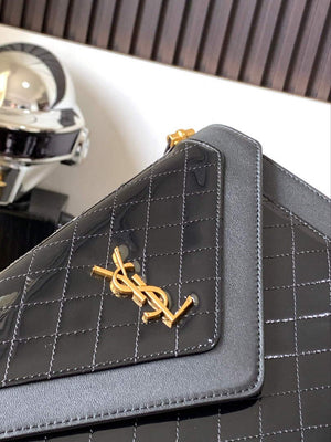 YSL 695503 Gaby Satchel In Quilted Lacquered Leather And Smooth Leather - Default Title - View 5