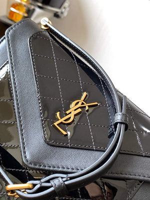 YSL 695724 Gaby Mini Satchel In Quilted Lacquered Leather black - Default Title - View 5