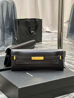 YSL 695949 Manhattan Clutch In Box Saint Laurent Leather Black - Default Title - View 1