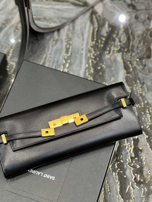 YSL 695949 Manhattan Clutch In Box Saint Laurent Leather Black - Default Title - View 6