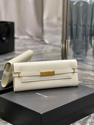 YSL 695949 Manhattan Clutch In Box Saint Laurent Leather White - Default Title - View 2