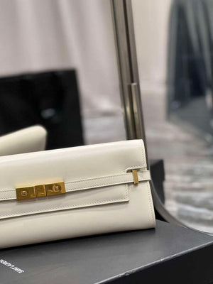 YSL 695949 Manhattan Clutch In Box Saint Laurent Leather White - Default Title - View 3