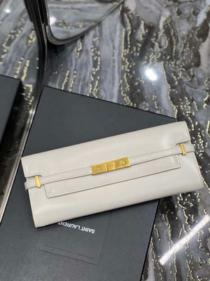 YSL 695949 Manhattan Clutch In Box Saint Laurent Leather White - Default Title - View 4