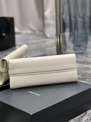 YSL 695949 Manhattan Clutch In Box Saint Laurent Leather White - Default Title - View 9
