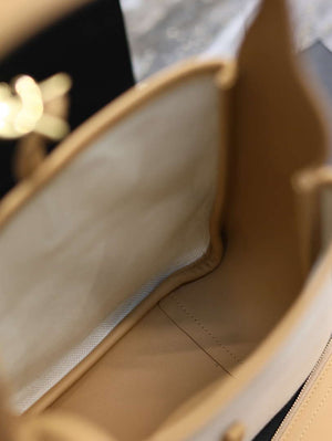 YSL 713938 LE 5 A 7 Supple Small In Camel Grained Leather with Beige canvas - Default Title - View 7