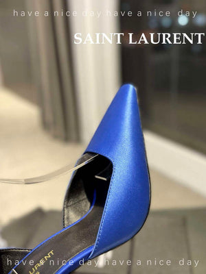 YSL 7176081 Fanny Slingback Pumps In Crepe Satin Y67320 - US 4=Euro 35 - View 7