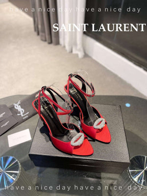 YSL 7176081 Fanny Slingback Pumps In Crepe Satin Y67324 - US 4=Euro 35 - View 1