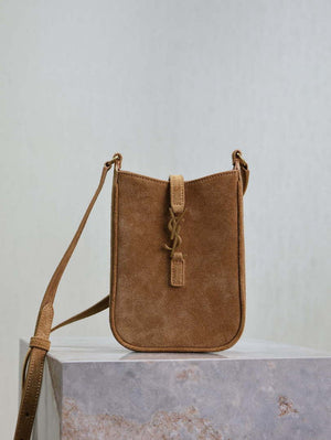 YSL 735214 LE 5A7 Supple Mini In Suede Brown - Default Title - View 1