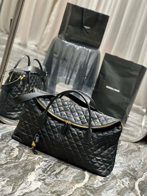 YSL 736009 Es Giant Travel Bag In Quilted Leather Maxi Supple Bag Gold - Default Title - View 2