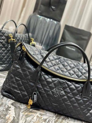 YSL 736009 Es Giant Travel Bag In Quilted Leather Maxi Supple Bag Gold - Default Title - View 3