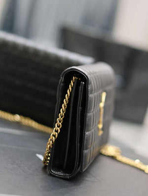 YSL 743346 Cassandre Matelass¨¦ Carr¨¦ Chain Wallet In Quilted Leather Black - Default Title - View 3