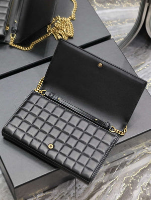 YSL 743346 Cassandre Matelass¨¦ Carr¨¦ Chain Wallet In Quilted Leather Black - Default Title - View 6