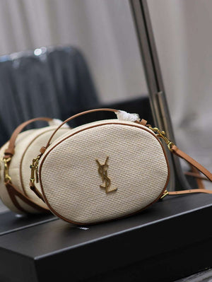 YSL 744579 Camera Bag In Raffia And Vegetable-Tanned Leather - Default Title - View 2