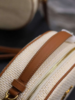 YSL 744579 Camera Bag In Raffia And Vegetable-Tanned Leather - Default Title - View 5