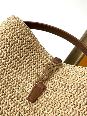 YSL 773991 LE 37 in woven raffia and vegetable-tanned leather Naturel - Default Title - View 5