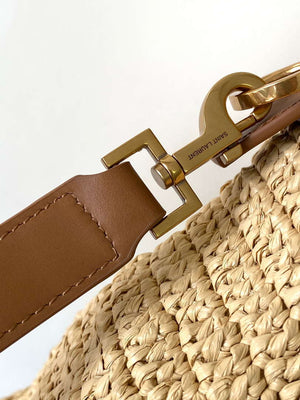 YSL 773991 LE 37 in woven raffia and vegetable-tanned leather Naturel - Default Title - View 6