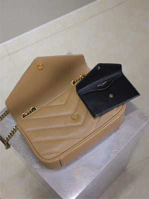 YSL 801437 Loulou small in matelass¨¦ lambskin Apricot - Default Title - View 8