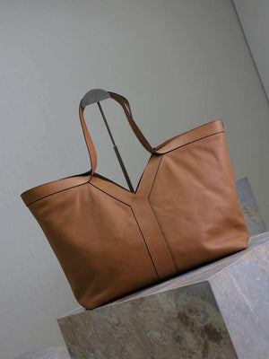 YSL 817602AAEB31000 Y Tote in leather Calfskin Brown - Default Title - View 8