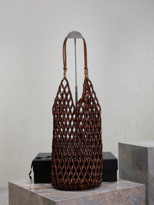 YSL 821911 supple bucket in wood beads Dark brown WOOD - Default Title - View 8