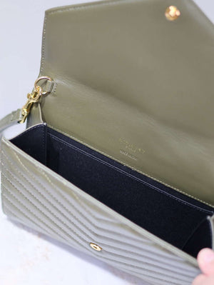 YSL Cassandre Matelass¨¦ Flap pouch in Lambskin leather 617662 V Green - Default Title - View 9