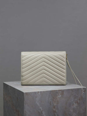 YSL Cassandre Matelass¨¦ Flap pouch in Lambskin leather 617662 V White - Default Title - View 5