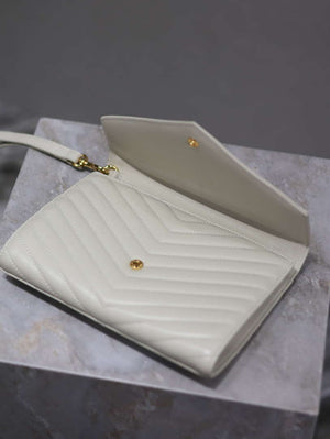 YSL Cassandre Matelass¨¦ Flap pouch in Lambskin leather 617662 V White - Default Title - View 8