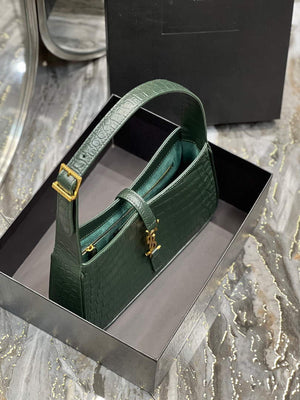 YSL LE5¨¤7 657228 Hobo Bag In Crocodile Embossed Shiny Leather Dark Green - Default Title - View 3
