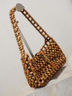 YSL LE5À7 657228 Hobo Bag in wood beads LIGHT WOOD - Default Title - View 6