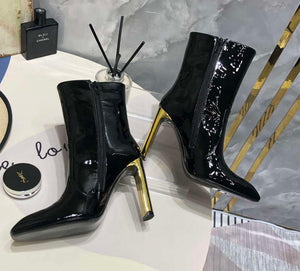 YSL Women's Boots Designer Saint Laurent High Shoes patent leather Y67210 - US 4=Euro 35 - View 6