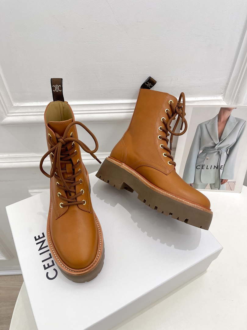 Celine Women Shoes 345553579C.38NO Celine Bulky Laceed up Boot in Shiny Bull 187428