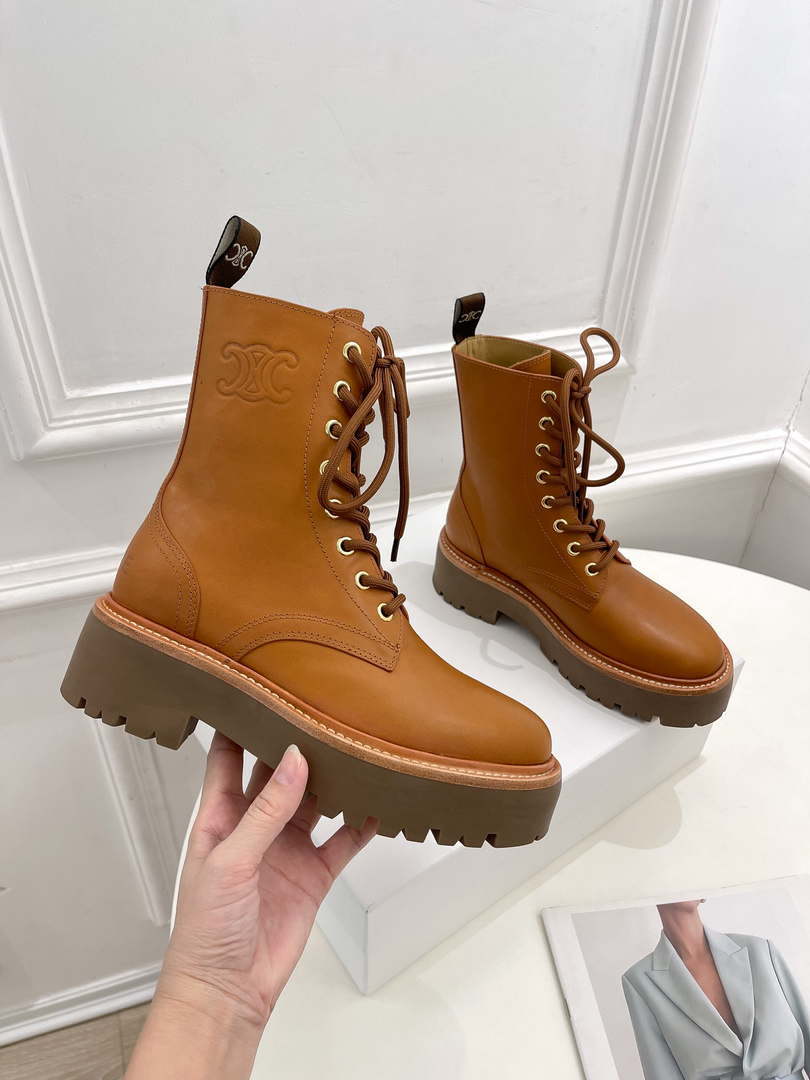 Celine Women Shoes 345553579C.38NO Celine Bulky Laceed up Boot in Shiny Bull 187428