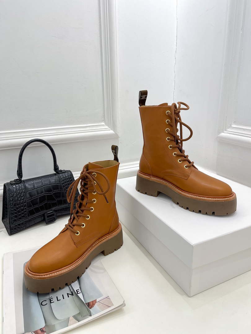 Celine Women Shoes 345553579C.38NO Celine Bulky Laceed up Boot in Shiny Bull 187428