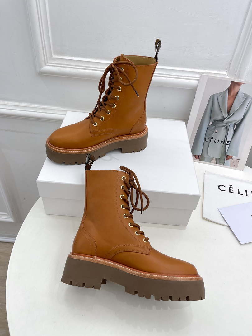 Celine Women Shoes 345553579C.38NO Celine Bulky Laceed up Boot in Shiny Bull 187428