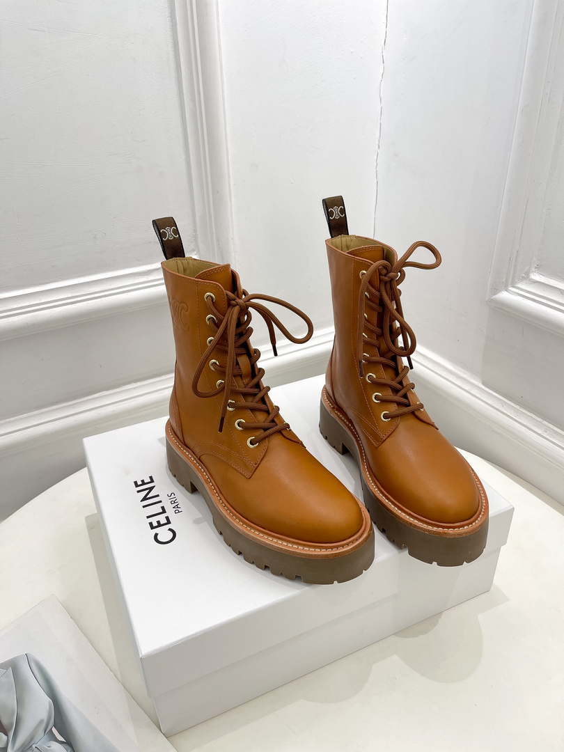 Celine Women Shoes 345553579C.38NO Celine Bulky Laceed up Boot in Shiny Bull 187428 - 35 - View 1