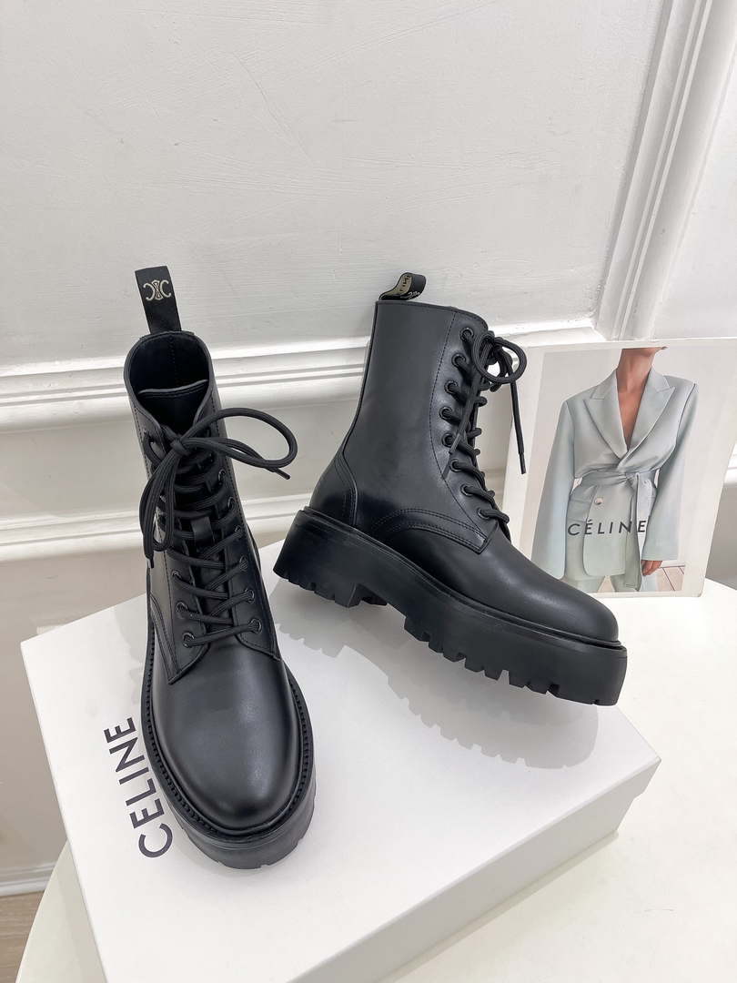 Celine Women Shoes 345553579C.38NO Celine Bulky Laceed up Boot in Shiny Bull 187427