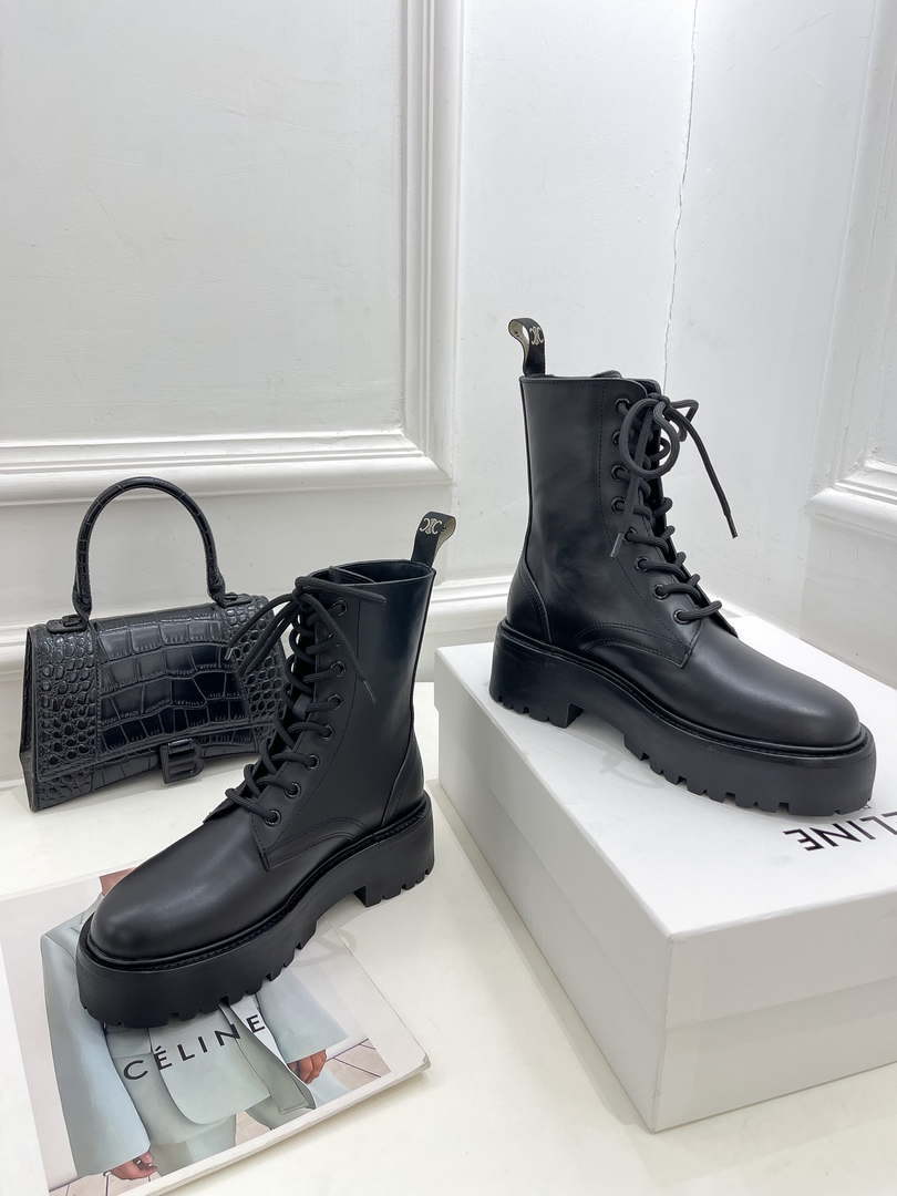 Celine Women Shoes 345553579C.38NO Celine Bulky Laceed up Boot in Shiny Bull 187427