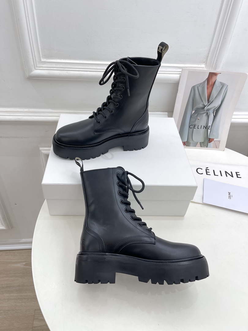 Celine Women Shoes 345553579C.38NO Celine Bulky Laceed up Boot in Shiny Bull 187427
