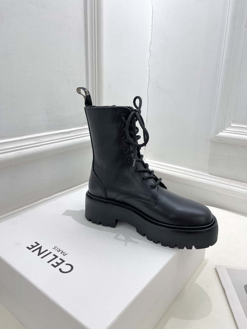 Celine Women Shoes 345553579C.38NO Celine Bulky Laceed up Boot in Shiny Bull 187427
