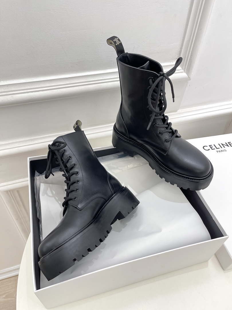 Celine Women Shoes 345553579C.38NO Celine Bulky Laceed up Boot in Shiny Bull 187427