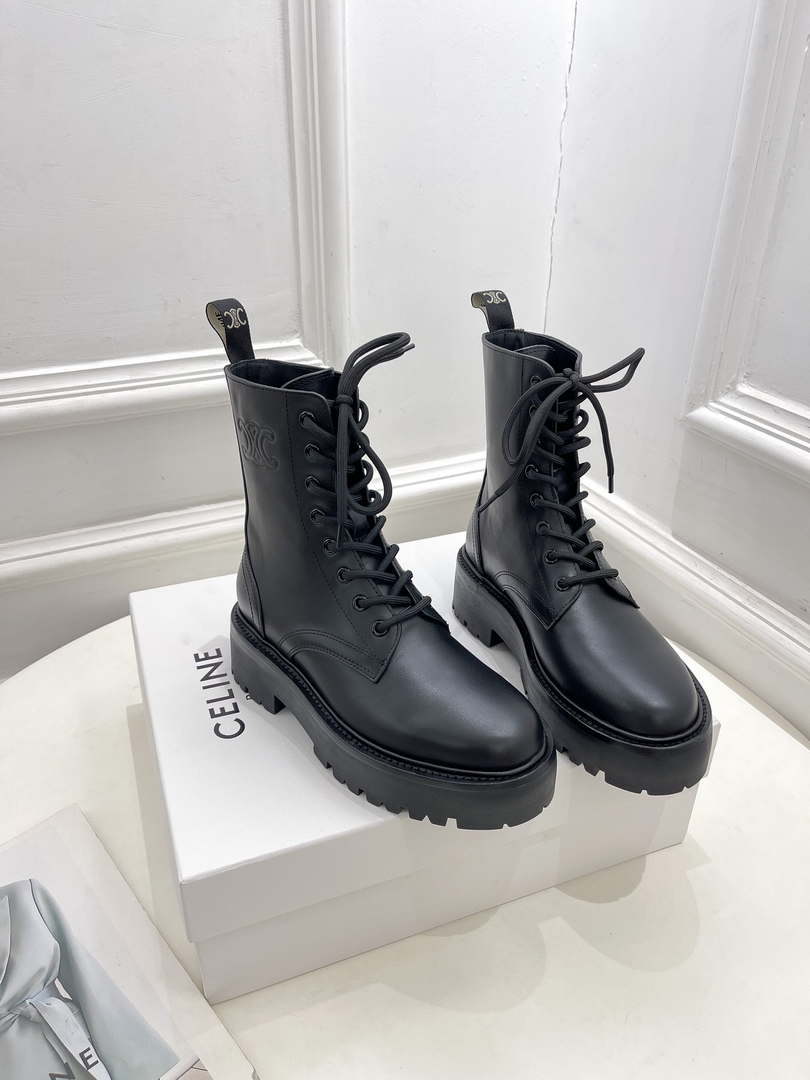 Celine Women Shoes 345553579C.38NO Celine Bulky Laceed up Boot in Shiny Bull 187427