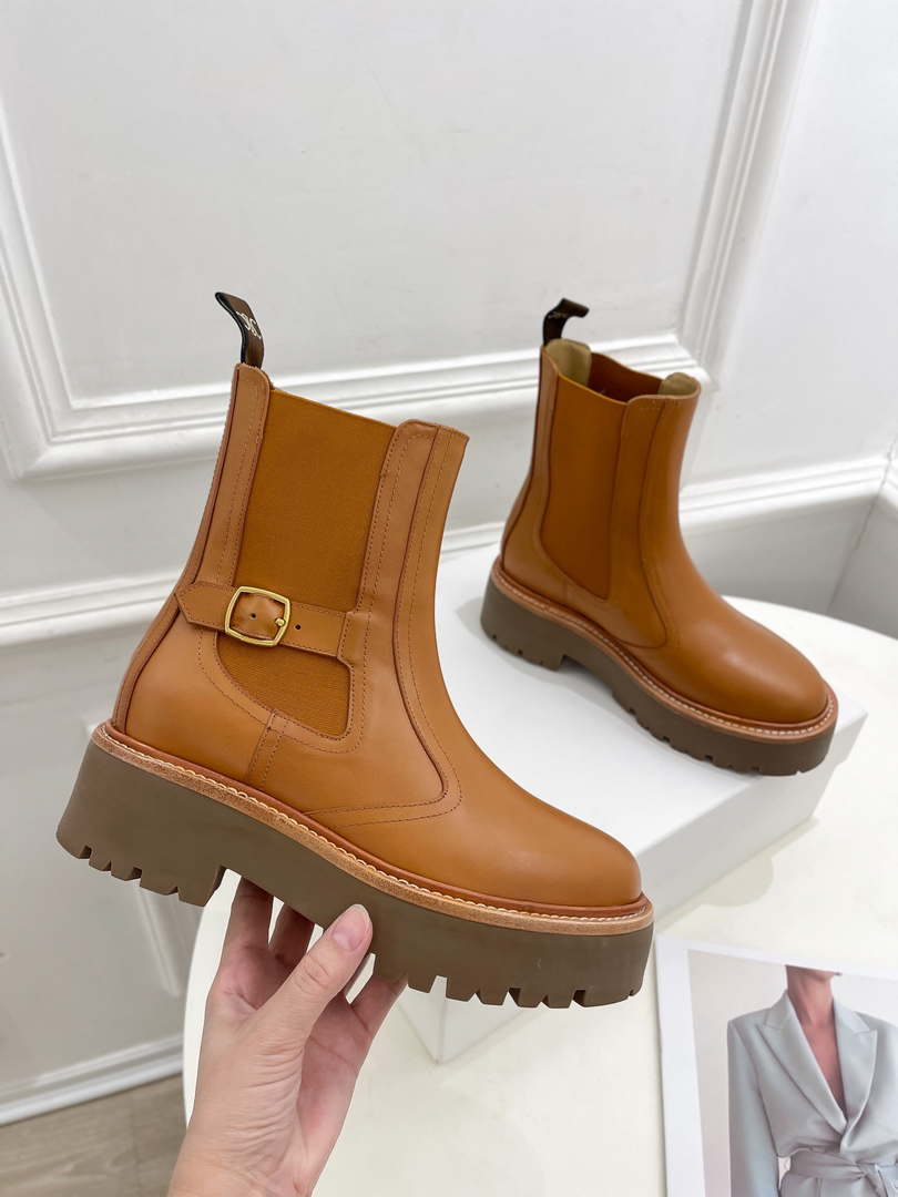 Celine Women Shoes 349823607C.38NO Celine Chelsea Booot in Calfshin 187424 - 35 - View 7