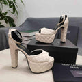 Yves Saint Laurent YSL Jodie Platform Sandals 676178 Beige
