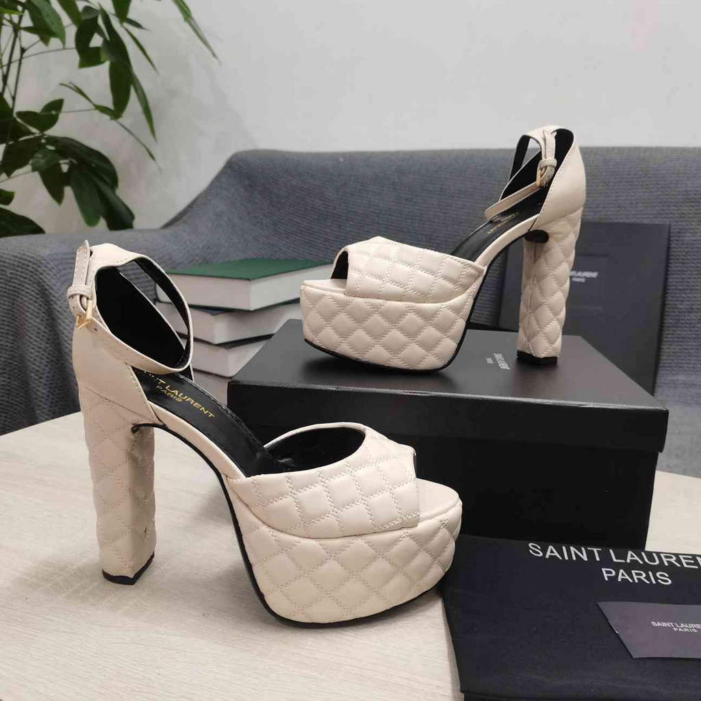 Yves Saint Laurent YSL Jodie Platform Sandals 676178 Beige