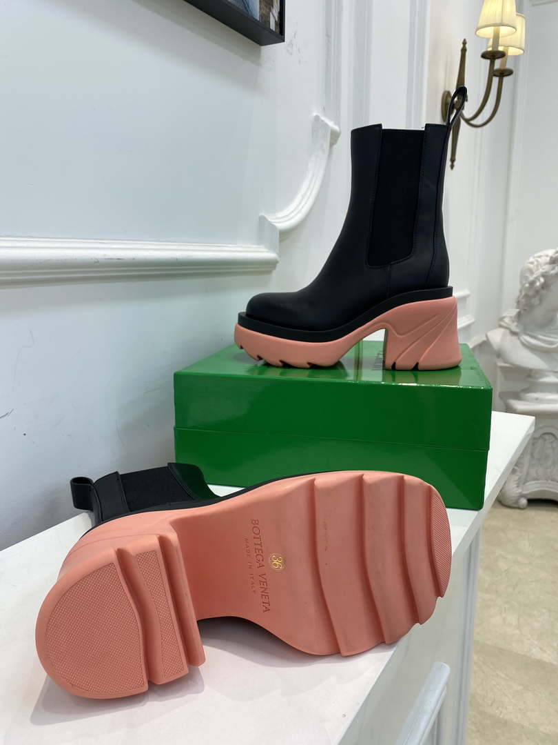 Bottega Veneta Women Shoes High-heeled Lug Short Boot Pink Flatform 192781