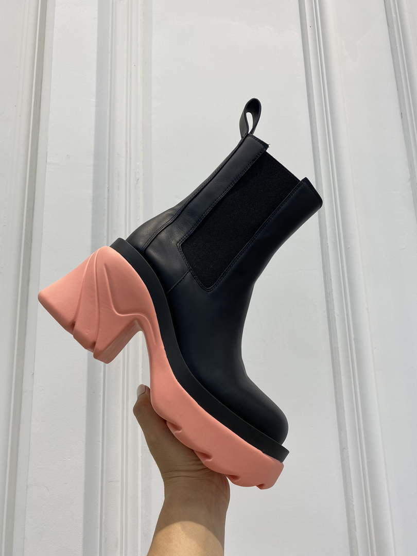 Bottega Veneta Women Shoes High-heeled Lug Short Boot Pink Flatform 192781