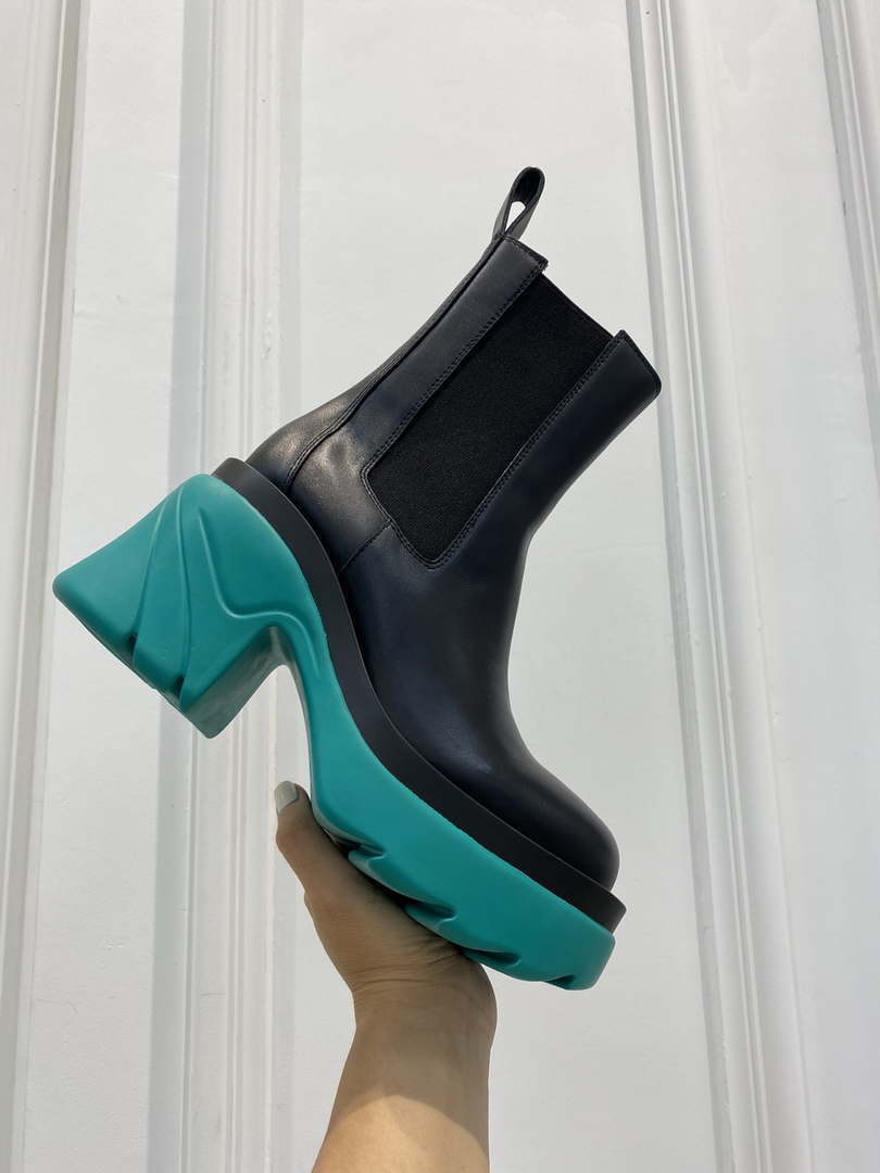 Bottega Veneta Women Shoes High-heeled Lug Short Boot Deep-green Flatform 192782