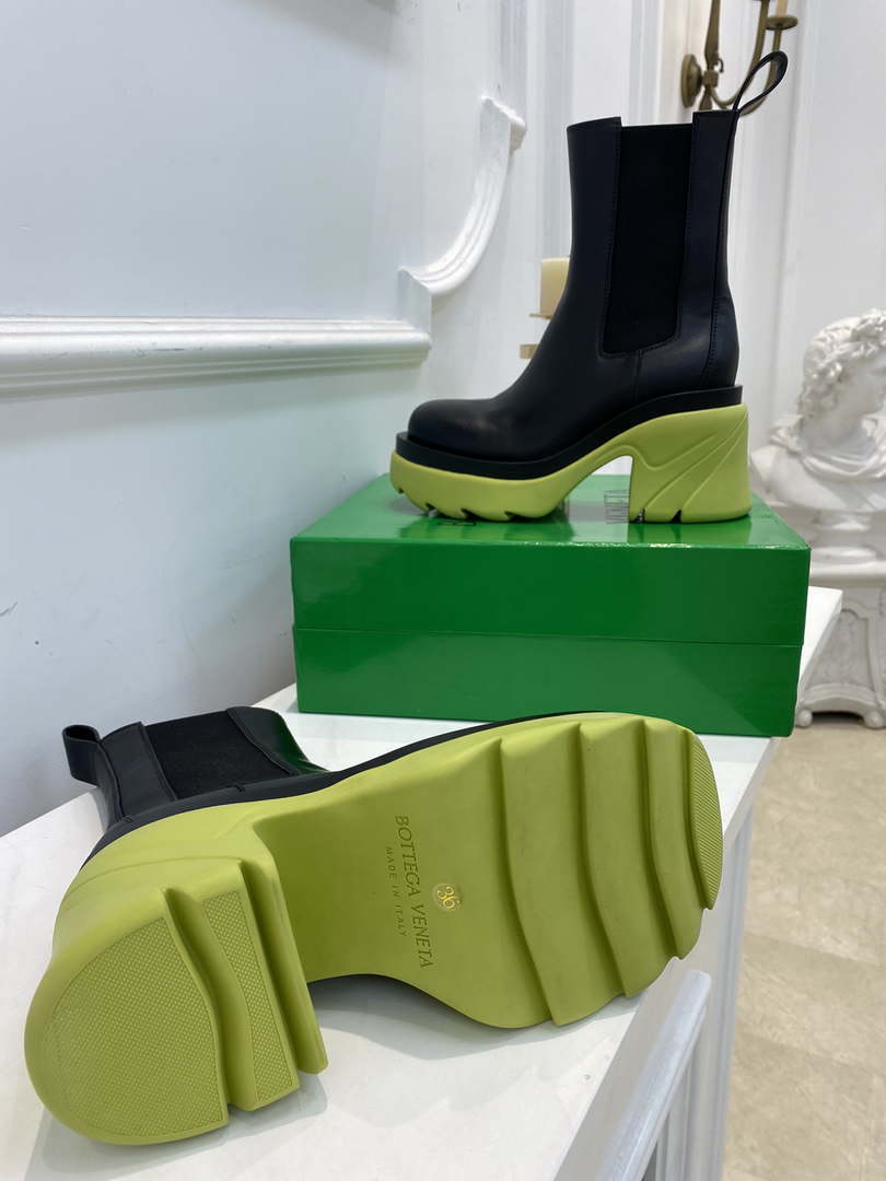 Bottega Veneta Women Shoes High-heeled Lug Short Boot Light-green Flatform 192783 - 35 - View 9