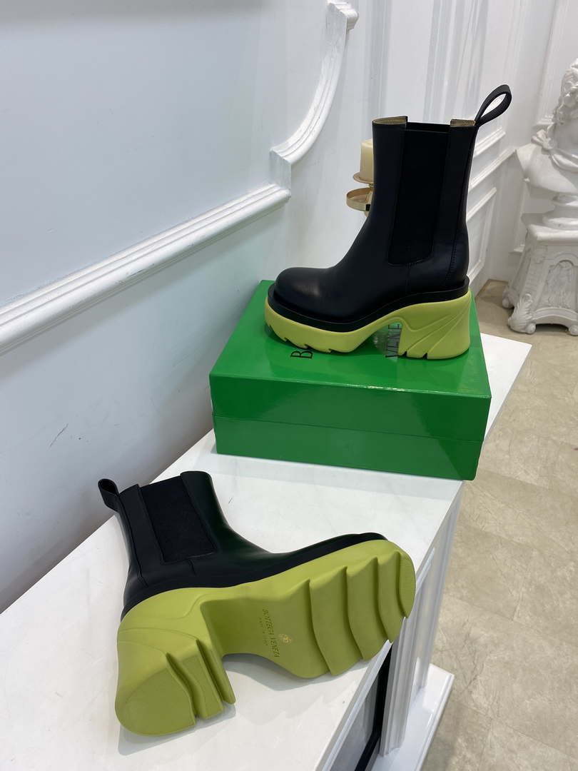 Bottega Veneta Women Shoes High-heeled Lug Short Boot Light-green Flatform 192783 - 35 - View 8